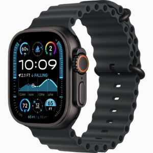 ساعت هوشمند اپل مدل اولترا 2 بدنه تیتانیومی مشکی و بند اوشن Ultra 2 Titanium Case Ocean Loop 49mm