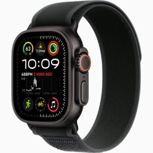 ساعت هوشمند اپل مدل اولترا 2 بدنه تیتانیومی مشکی و بند تریل لوپ Ultra 2 Titanium Case Trail Loop 49mm